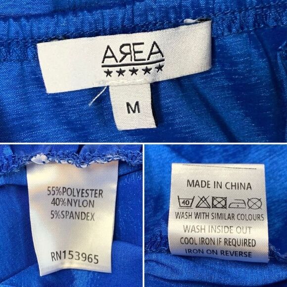 Area Stars Taffeta Ruched Off The Shoulder Long Sleeve Mini Dress Blue Size M - Picture 11 of 12